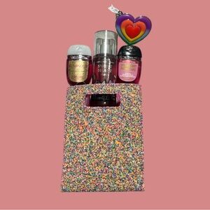 Bath and Body Works Rainbow Glitter Gift Bag Bundle